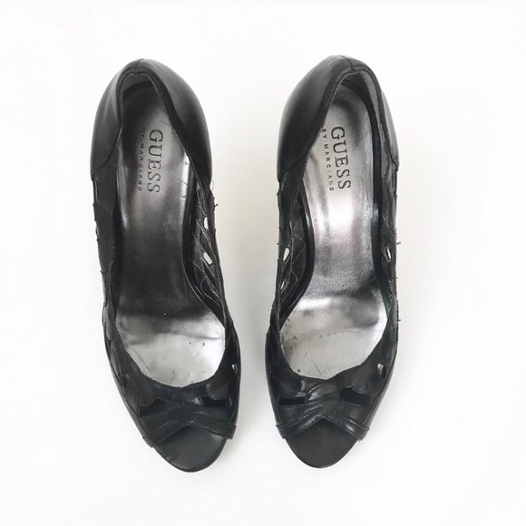 Guess ** black leather stacked wood heels - Picture 3 of 7